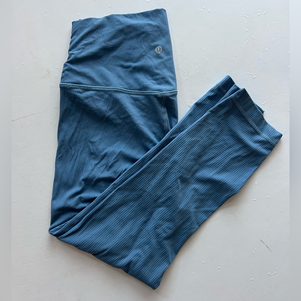 Lululemon Ribbed Leggings, Light Blue, Size 8